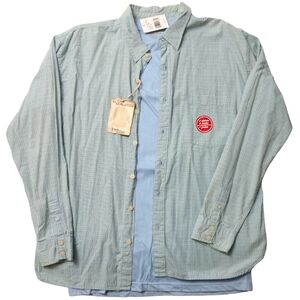 US Expedition Men's 2 Piece Blue/Green Tartan Plaid Button Up w/ Blue T-Shirt XL